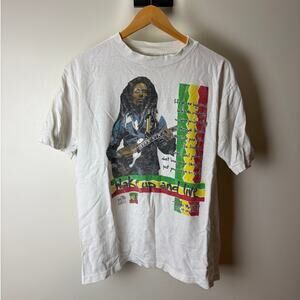 Vintage 1990's Bob Marley "Wake Up and Live" White Music Tee T-Shirt Jamaica - L